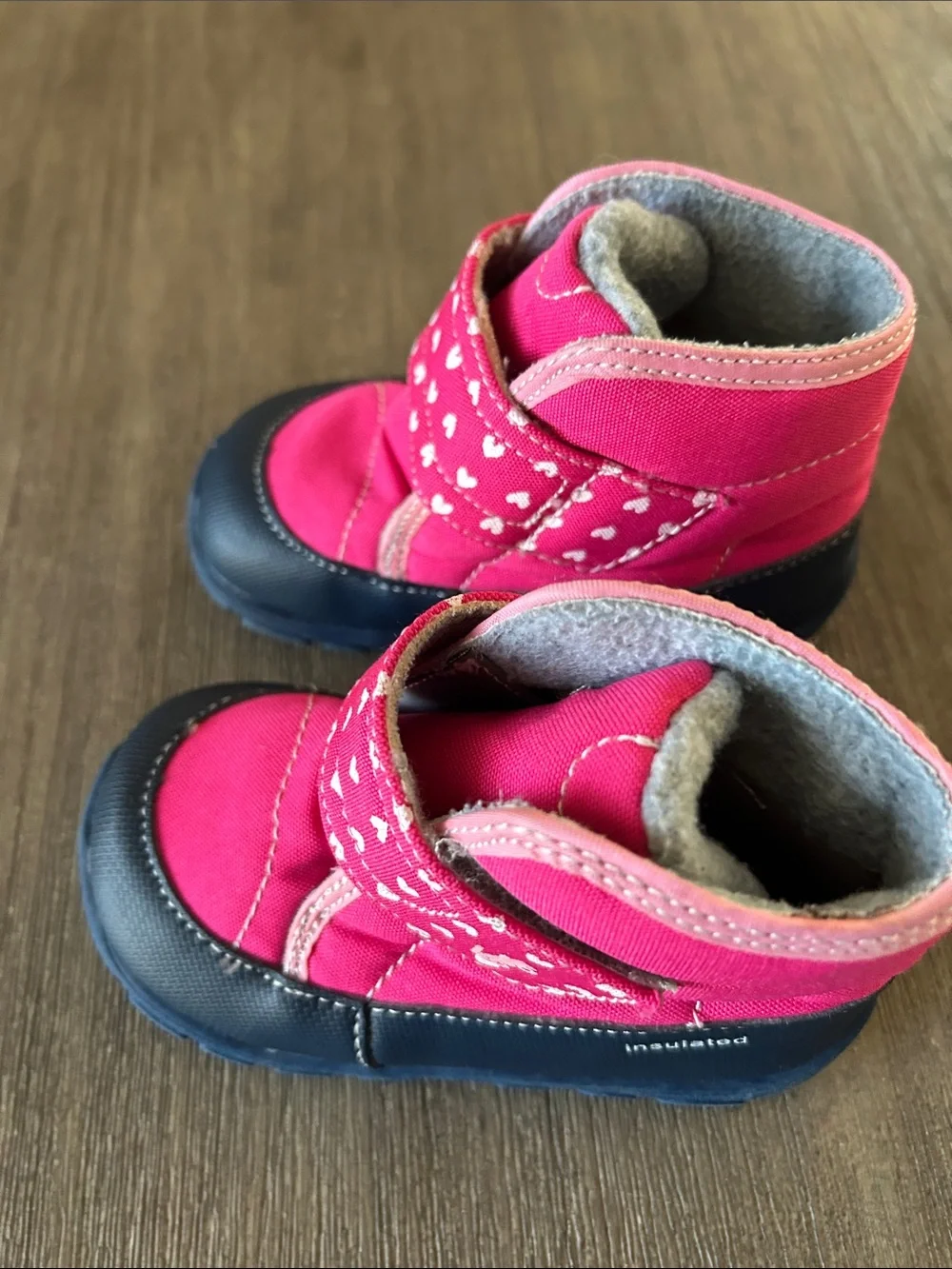 See Kai run Pink Heart Winter Boots - Cozy Insulated Toddler Shoes, Sz. 8, S/New